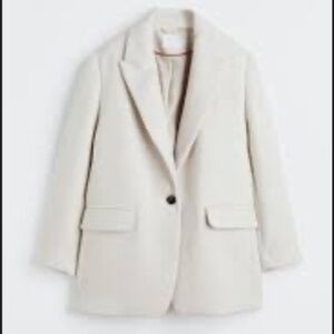 H&M Single-breasted Twill Jacket Cream Women Medium